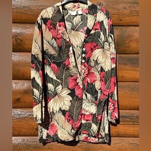 ⚜️ Dana Buchman Long Floral Silk Tunic  Blazer  SZ 8